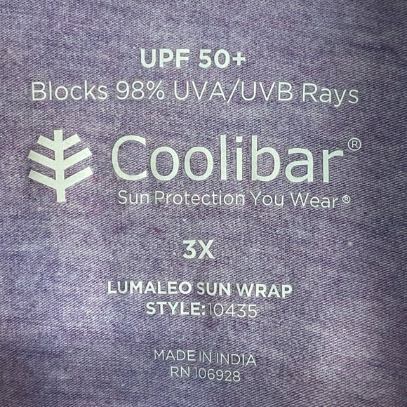 Coolibar Womens Plus 3X LumaLeo Sun Wrap UPF 50+ Organic Cotton Open Cardigan - Picture 4 of 10